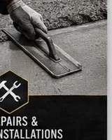 Concrete finishing detail shown in Raider's repair and installation artwork service card